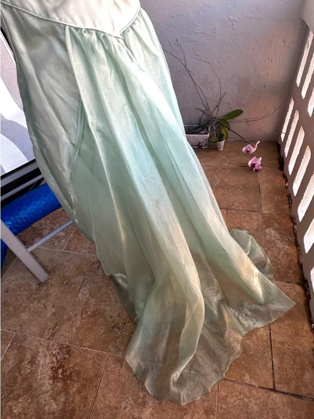 Scott McClintock Mint Green Strapless Gown Crystal Bodice Vintage Formal Dress 6 - Picture 10 of 15